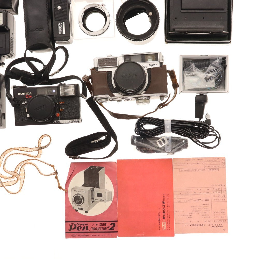 ■ キヤノン ミノルタ オリンパス 等 大量セット まとめ売り カメラ スライドプロジェクター スマホケース 等 付属品付き ジャンク