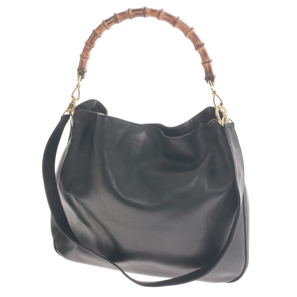 ● グッチ ショルダーバッグ 001.1998.1577 鞄 バンブー 2way レザー レディース ブラック