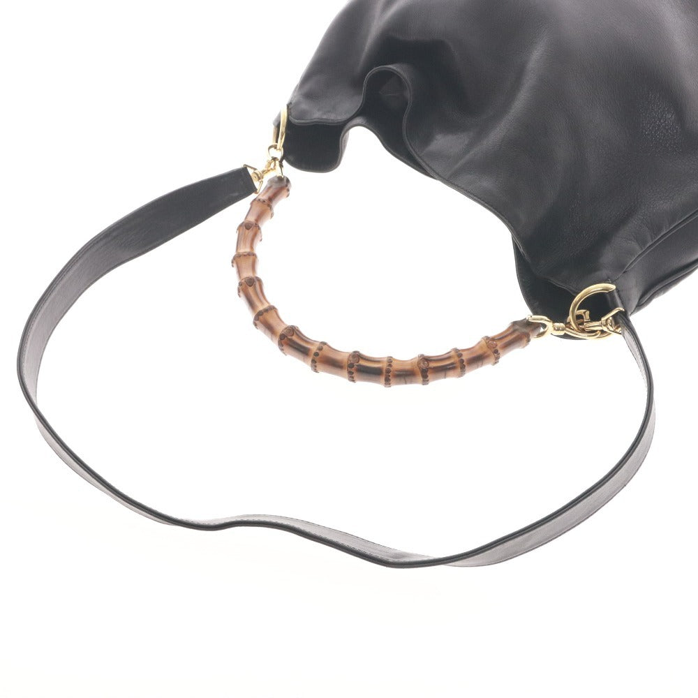 ● グッチ ショルダーバッグ 001.1998.1577 鞄 バンブー 2way レザー レディース ブラック