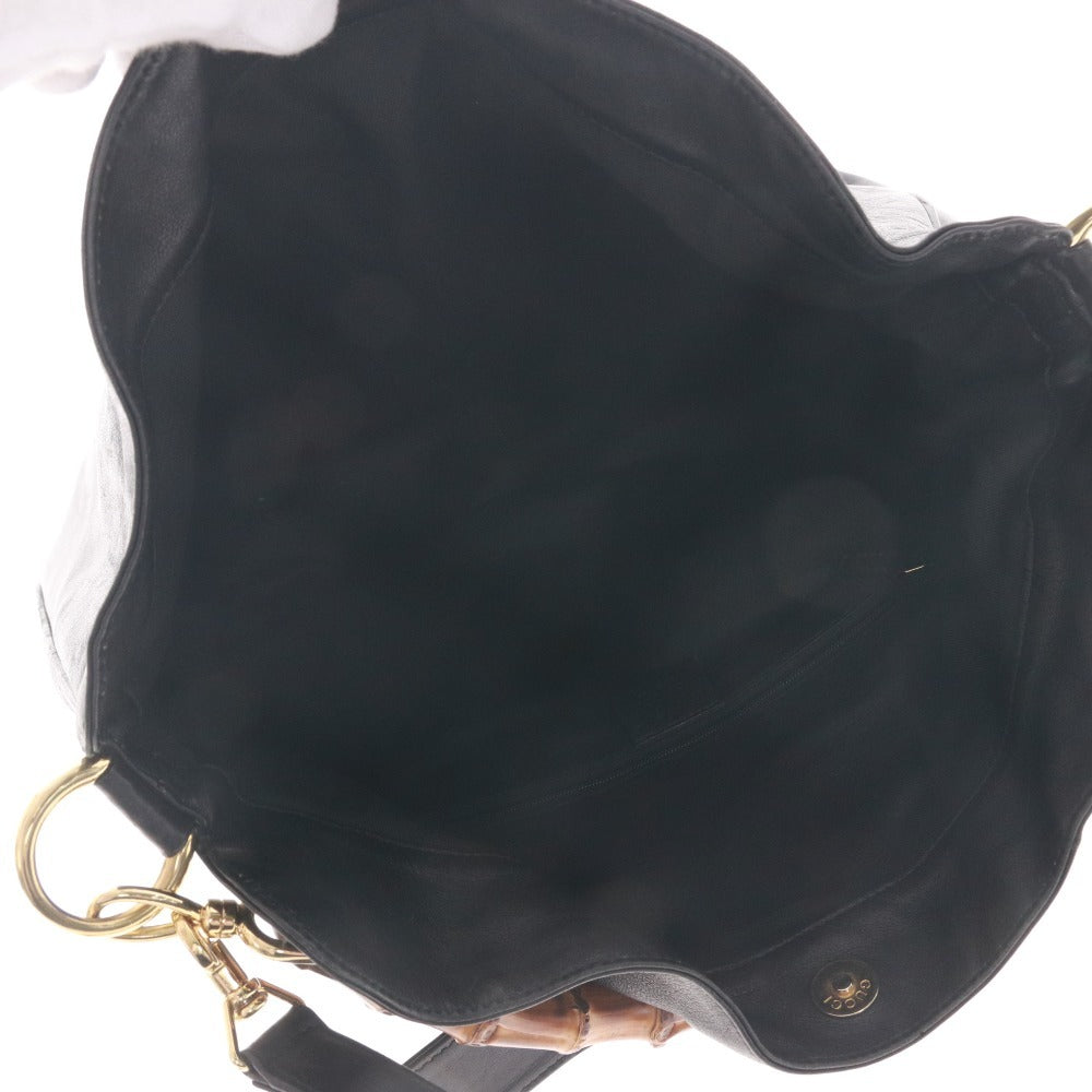 ● グッチ ショルダーバッグ 001.1998.1577 鞄 バンブー 2way レザー レディース ブラック