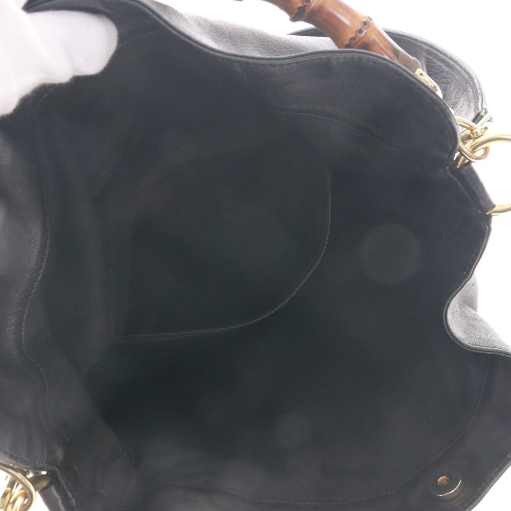 ● グッチ ショルダーバッグ 001.1998.1577 鞄 バンブー 2way レザー レディース ブラック