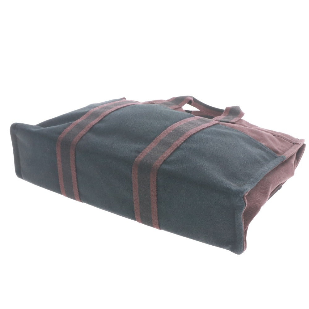 ● エルメス トートバッグ フールトゥ MM 鞄 ハンドバッグ 手提げ コットンキャンバス 2トーンカラー レディース ネイビー ボルドー系