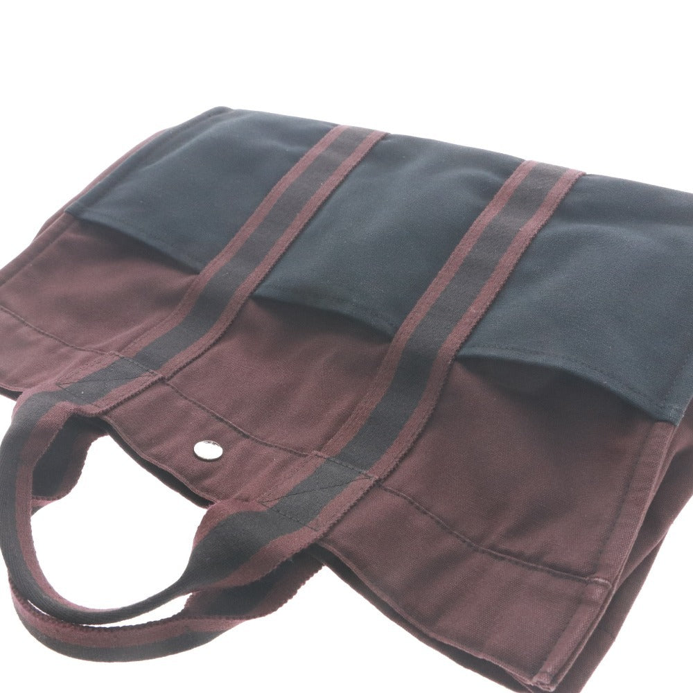 ● エルメス トートバッグ フールトゥ MM 鞄 ハンドバッグ 手提げ コットンキャンバス 2トーンカラー レディース ネイビー ボルドー系