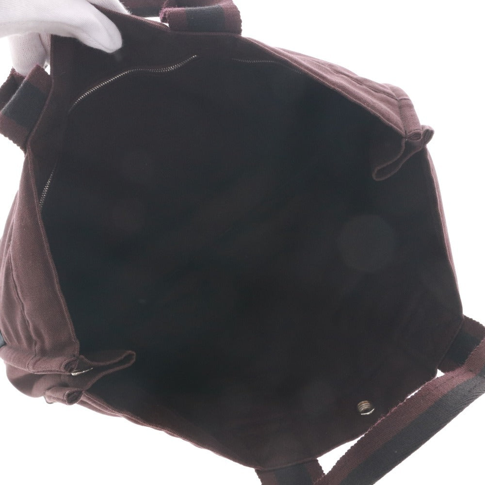 ● エルメス トートバッグ フールトゥ MM 鞄 ハンドバッグ 手提げ コットンキャンバス 2トーンカラー レディース ネイビー ボルドー系