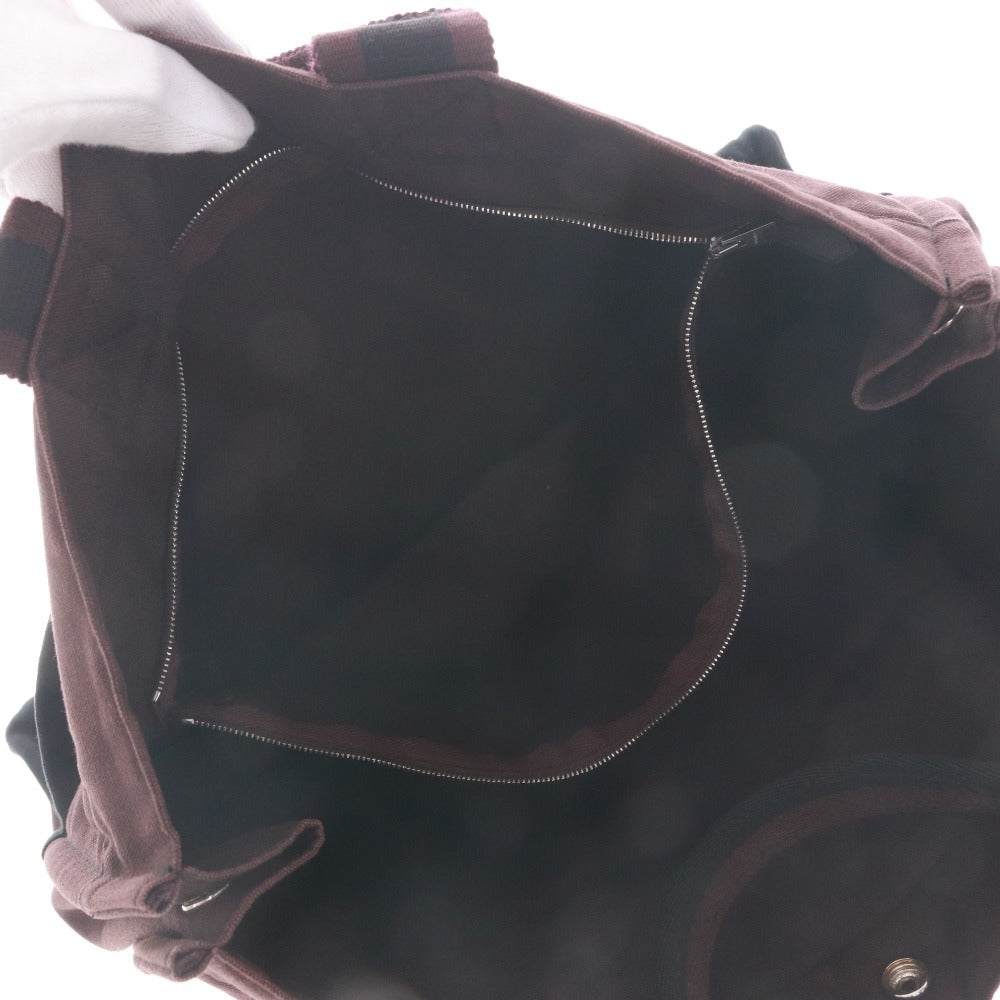 ● エルメス トートバッグ フールトゥ MM 鞄 ハンドバッグ 手提げ コットンキャンバス 2トーンカラー レディース ネイビー ボルドー系