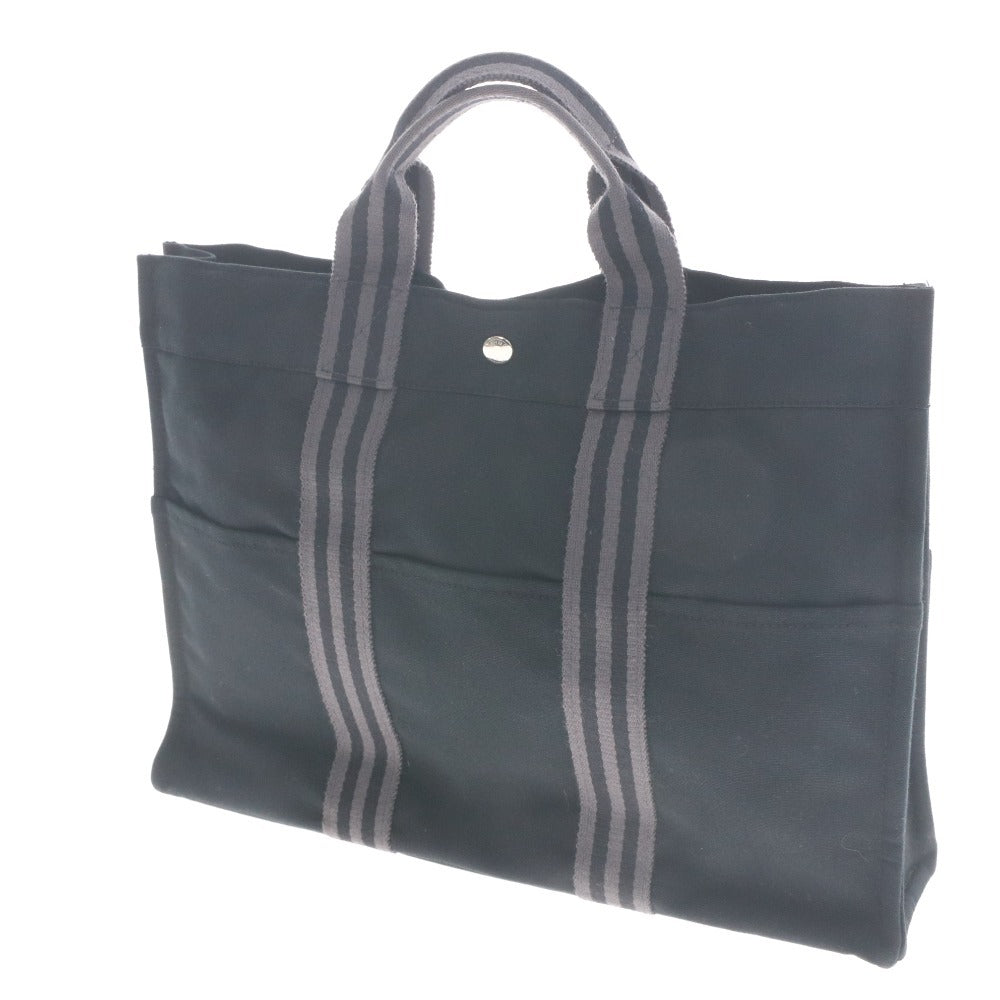 ● エルメス トートバッグ フールトゥ MM 鞄 ハンドバッグ 手提げ コットンキャンバス レディース ブラック