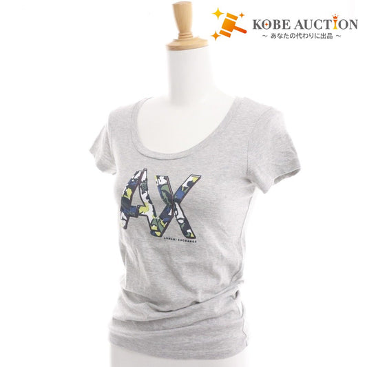 ■ アルマーニエクスチェンジ A/X ARMANI EXCHANGE Tシャツ カットソー 半袖 レディース XS ロゴ ライトグレー系