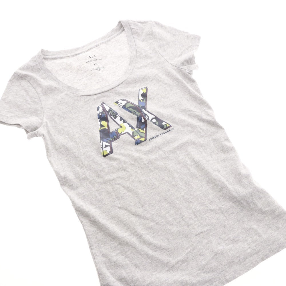 ■ アルマーニエクスチェンジ A/X ARMANI EXCHANGE Tシャツ カットソー 半袖 レディース XS ロゴ ライトグレー系