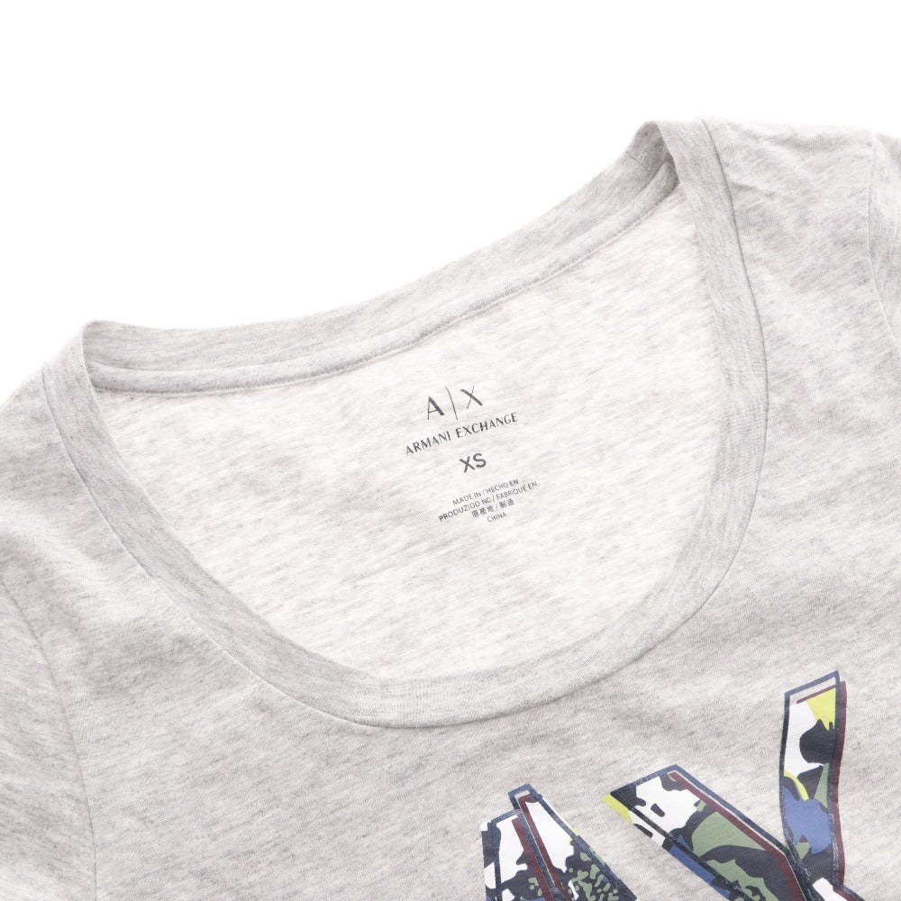 ■ アルマーニエクスチェンジ A/X ARMANI EXCHANGE Tシャツ カットソー 半袖 レディース XS ロゴ ライトグレー系