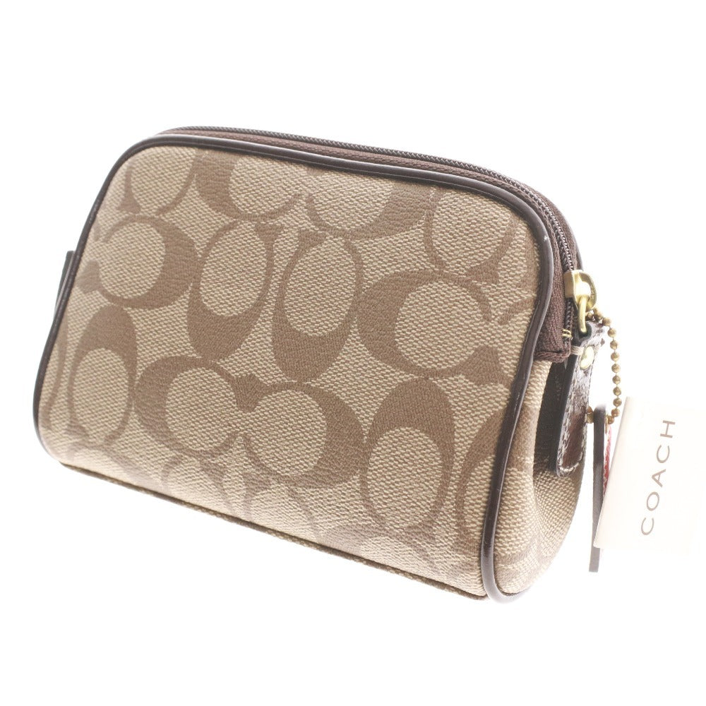 ■ コーチ COACH ポーチ 41116 シグネチャー PVC レザー マルチケース 小物入れ レディース ブラウン系 タグ付き 未使用