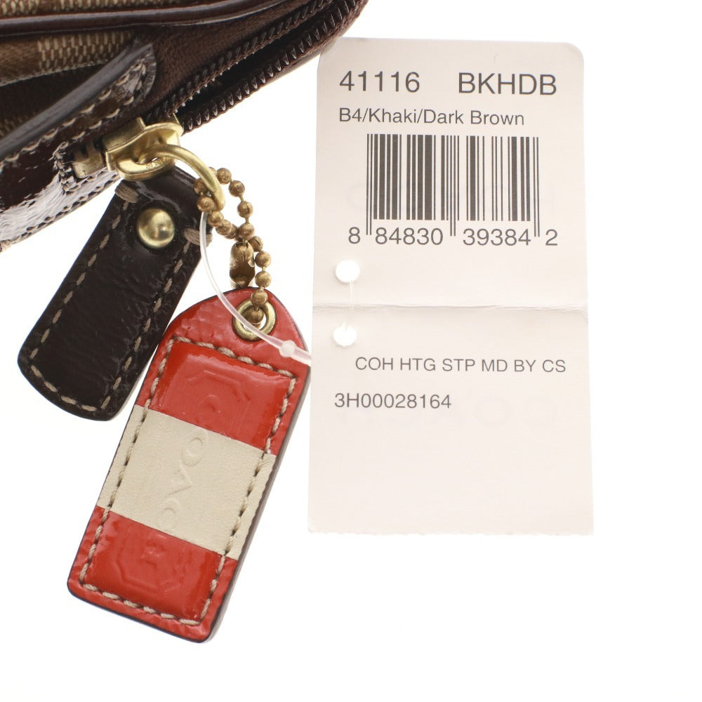■ コーチ COACH ポーチ 41116 シグネチャー PVC レザー マルチケース 小物入れ レディース ブラウン系 タグ付き 未使用