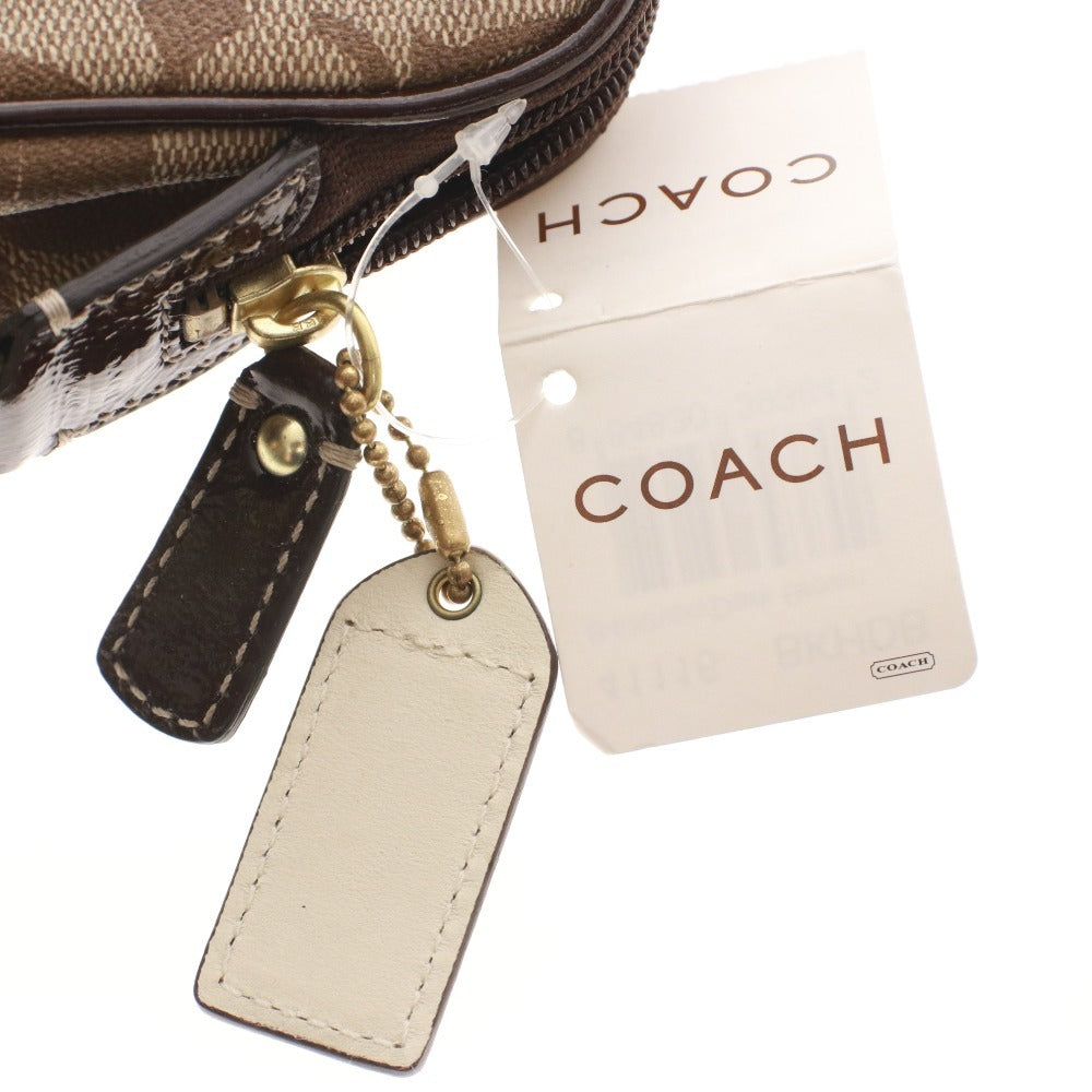 ■ コーチ COACH ポーチ 41116 シグネチャー PVC レザー マルチケース 小物入れ レディース ブラウン系 タグ付き 未使用