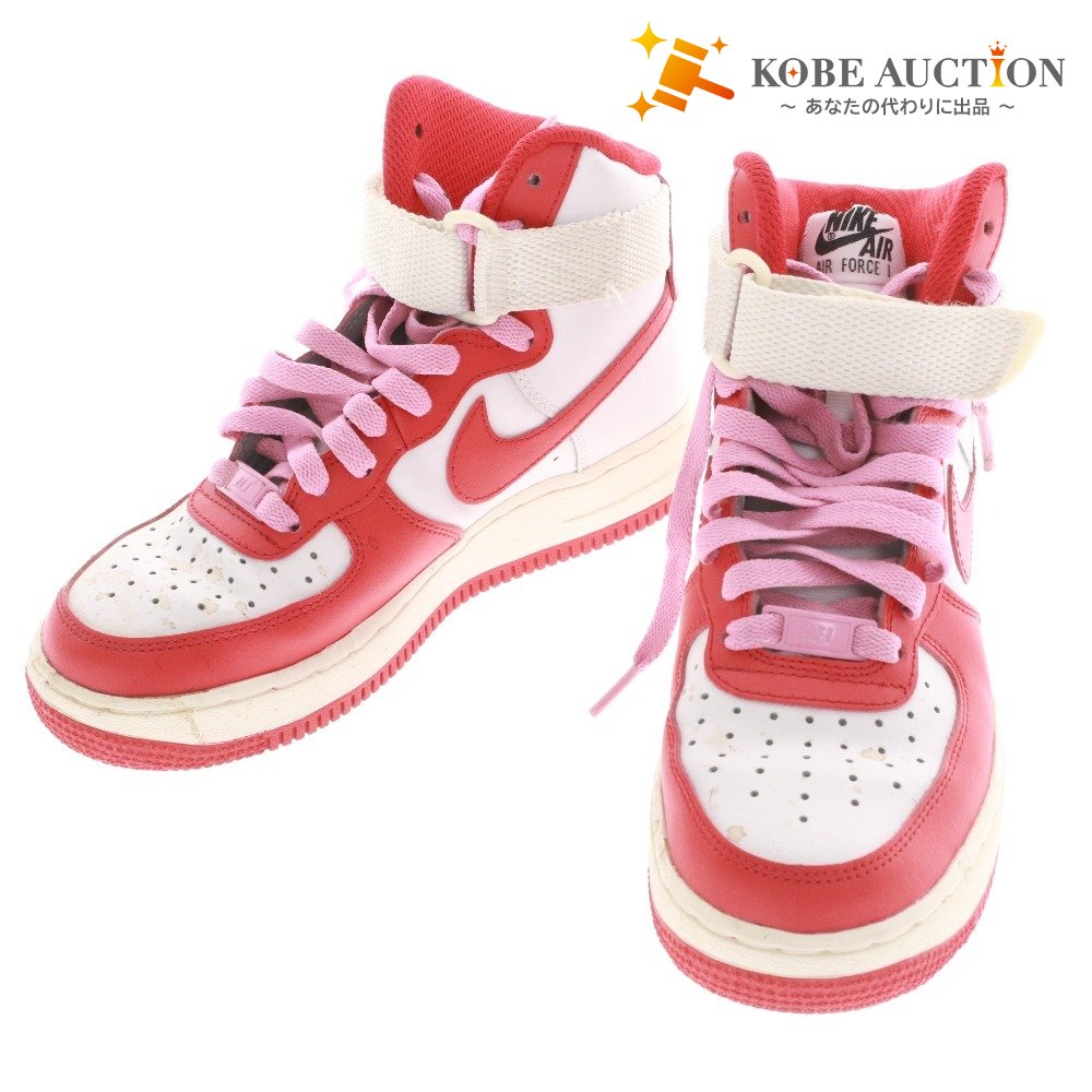 ■ ナイキ NIKE スニーカー エアフォースワン AIR FORCE1 靴 レディース 22.5cm ホワイト レッド系