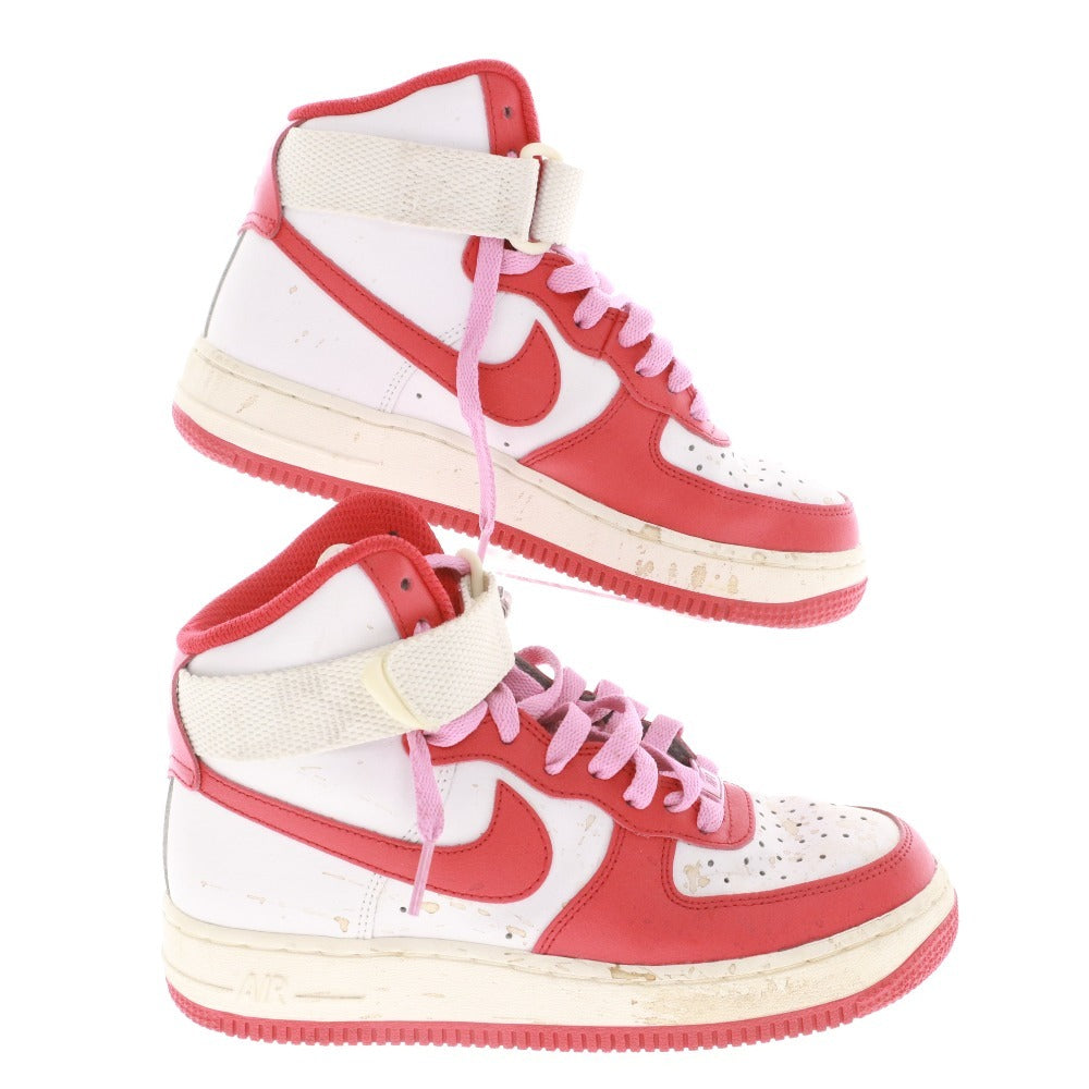 ■ ナイキ NIKE スニーカー エアフォースワン AIR FORCE1 靴 レディース 22.5cm ホワイト レッド系