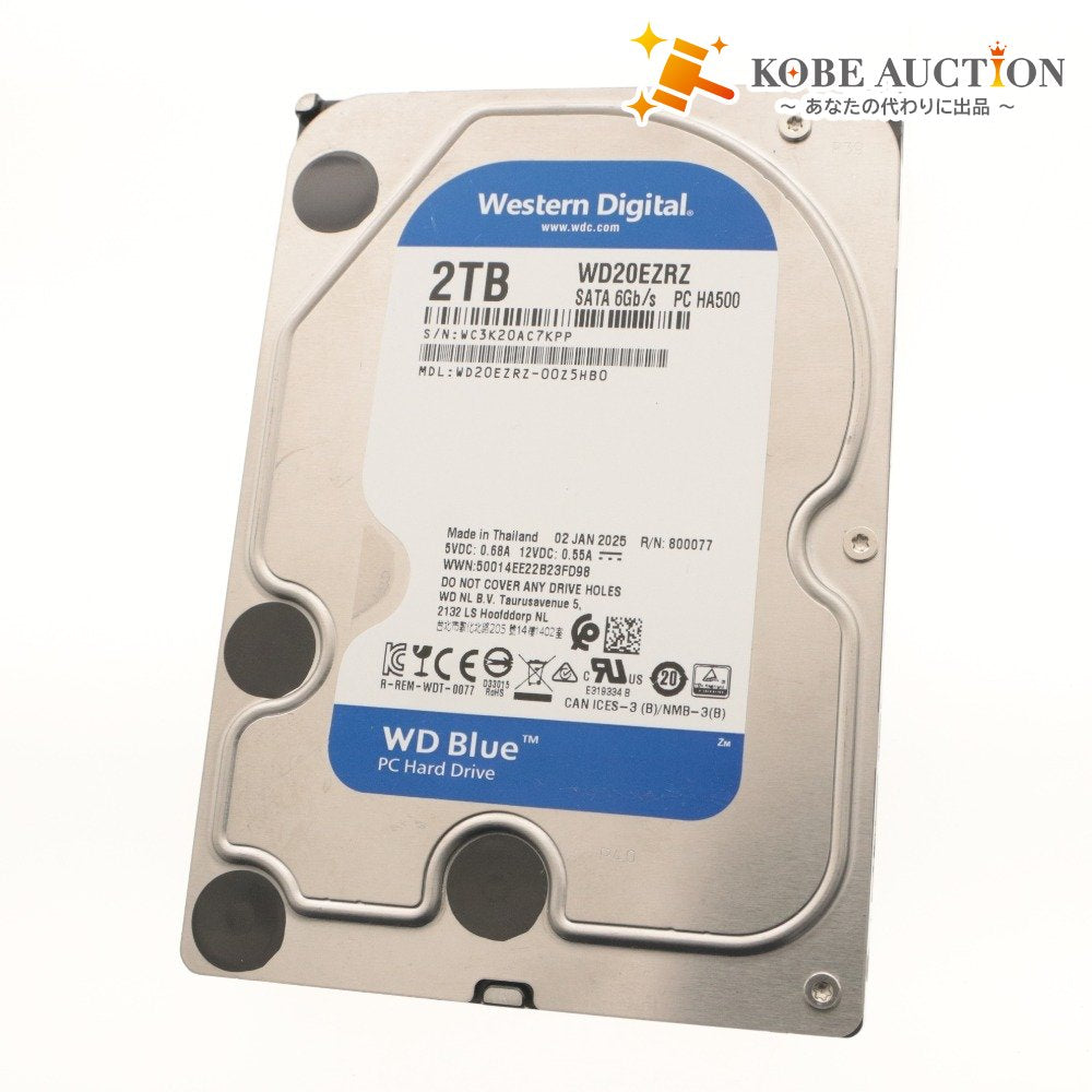 ■ Western Digita 内蔵HDD 2TB WD Blue 3.5インチ WD20EZRZ SATA 6Gb/s 2025年製造 使用時間:21時間 正常判定〇 初期化,動作確認済み