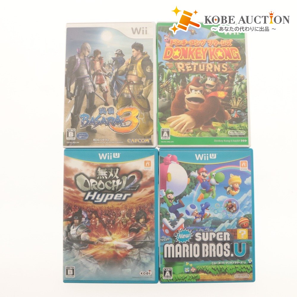 ■ Wii WiiU ソフト 4点セット まとめ売り New スーパーマリオブラザーズU/無双OROCHI2 Hyper/ドンキーコングリターンズ/戦国BASARA3