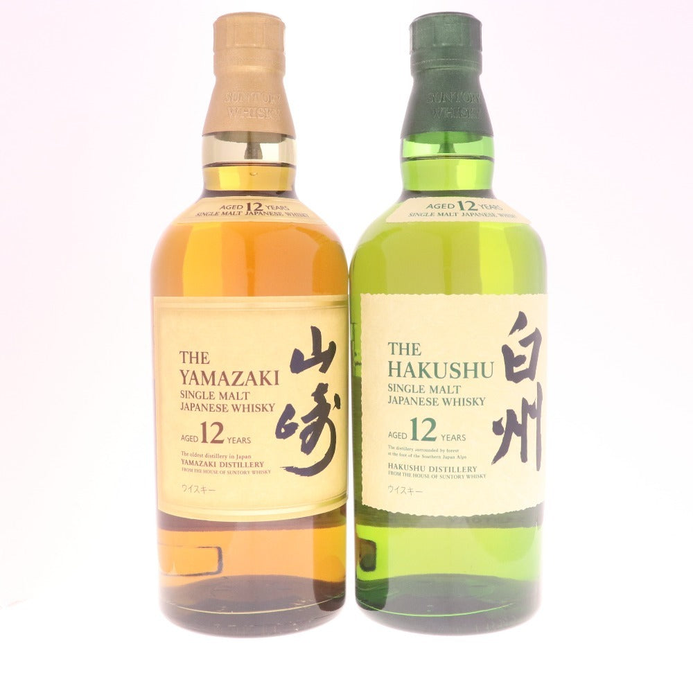 ● 酒 サントリー 山崎12年 白州12年 シングルモルト ウイスキー 2本 700ml 43％ 箱付き 未開栓 未使用