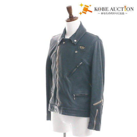 ■ リアルマッコイズ×ルイスレザー アヴィアキット ディアスキン サイクロン ライダースジャケット アウター メンズ 42 ネイビー