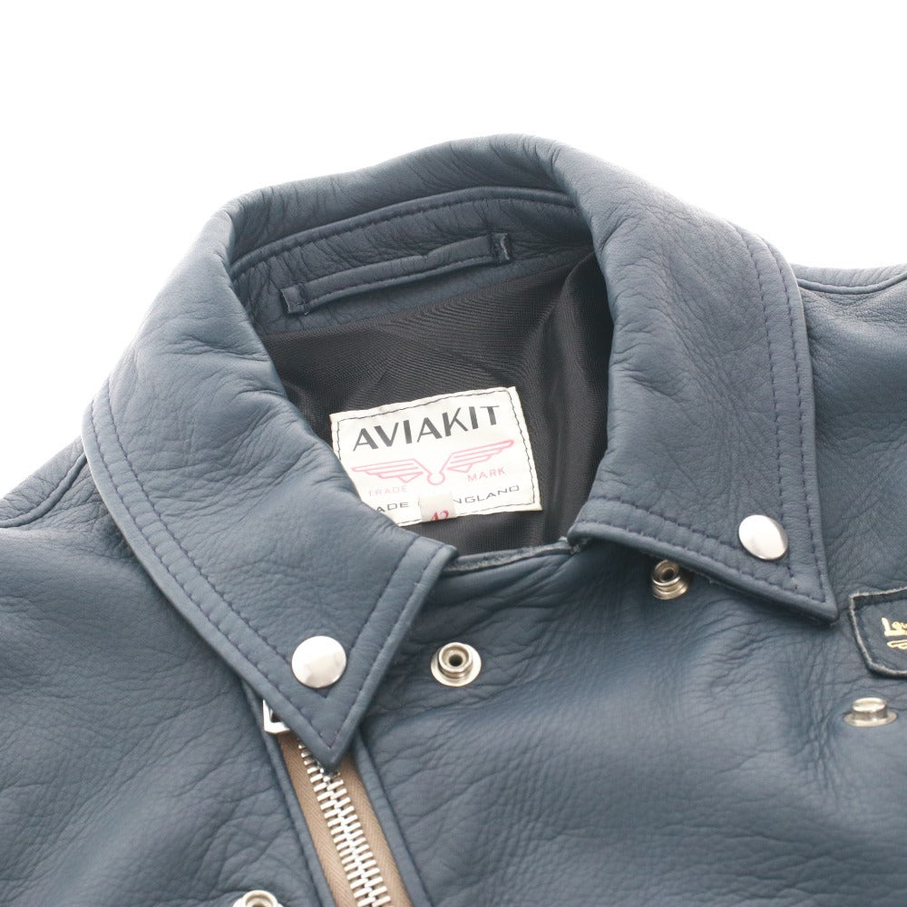 ■ リアルマッコイズ×ルイスレザー アヴィアキット ディアスキン サイクロン ライダースジャケット アウター メンズ 42 ネイビー