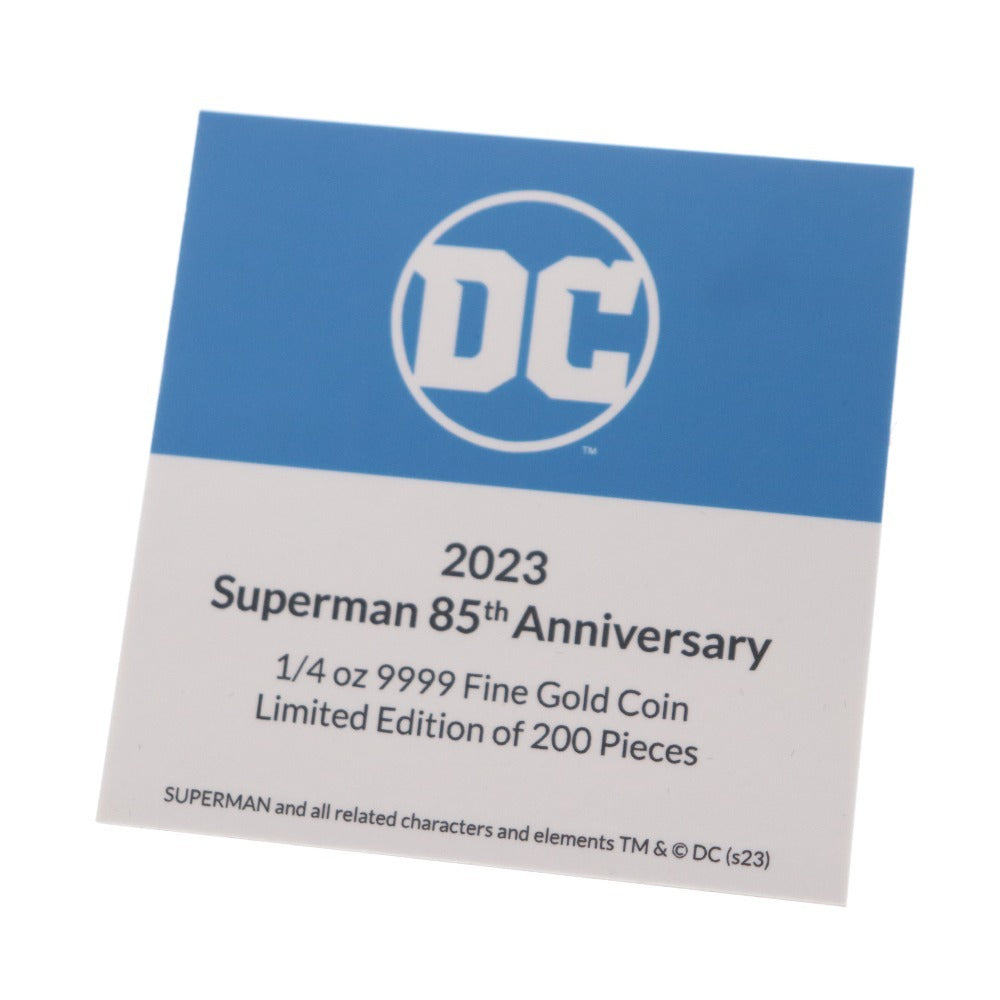■ SUPERMAN 85TH ANNIVERSARY 2023 1/4オンス ニウエ スーパーマン85周年記念 金貨 プルーフ K24 純金 200枚限定 箱付き 未使用