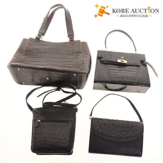 ■ Crocodile bags, etc. 4-piece set, bulk sale, handbag, shoulder bag, bag, leather, ladies, black, brown, unused