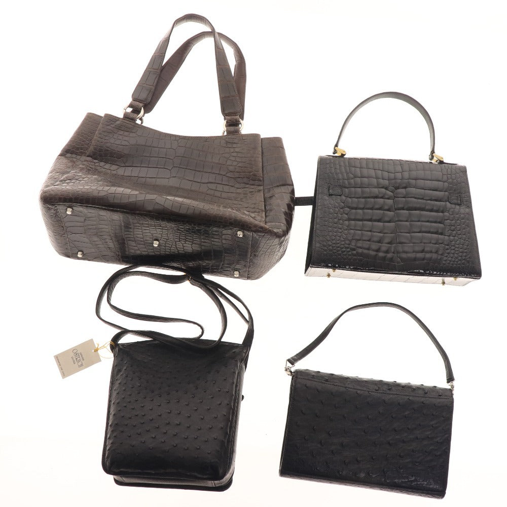 ■ Crocodile bags, etc. 4-piece set, bulk sale, handbag, shoulder bag, bag, leather, ladies, black, brown, unused