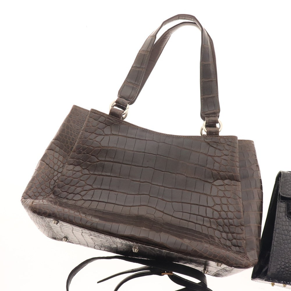 ■ Crocodile bags, etc. 4-piece set, bulk sale, handbag, shoulder bag, bag, leather, ladies, black, brown, unused