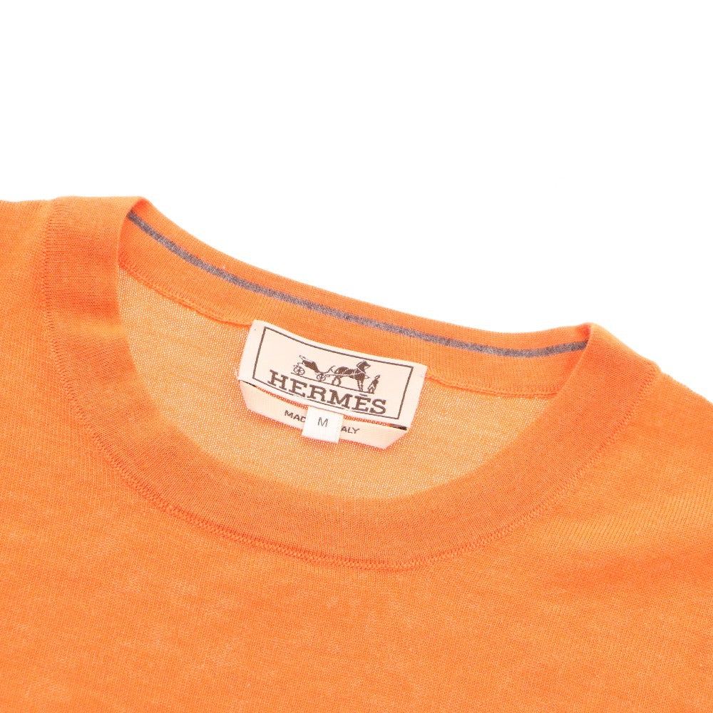 ■ エルメス セーター ニット 長袖 トップス カシミヤ シルク メンズ M オレンジ 箱 タグ付き 未使用
