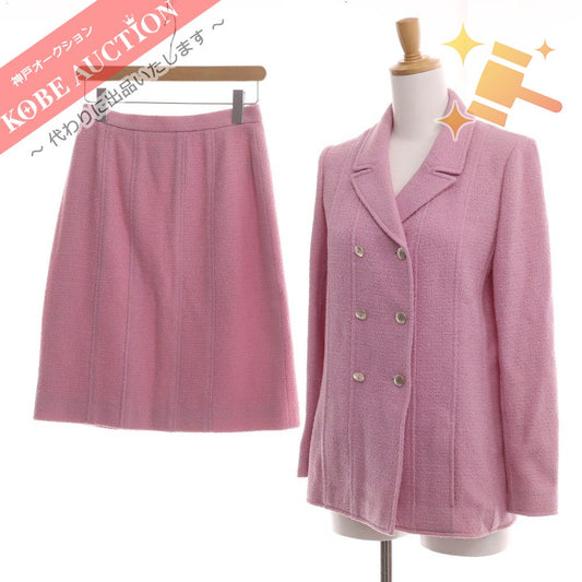 ■ Chanel Setup 98P Tweed Jacket Blazer Suit Skirt Bottoms Women's 40 Pink