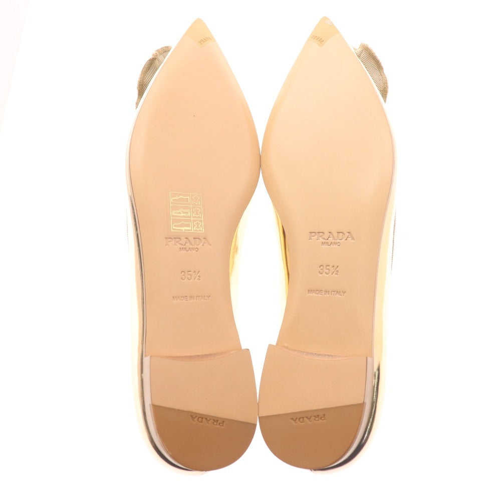 ■ プラダ パンプス 靴 ラインストーン入り レディース 35 1/2 22? シャンパンゴールド 箱付き 未使用
