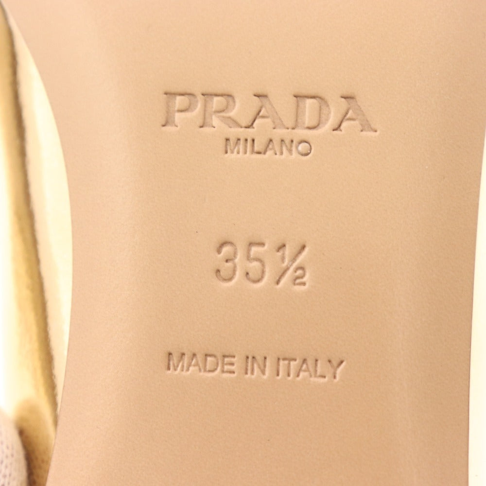 ■ プラダ パンプス 靴 ラインストーン入り レディース 35 1/2 22? シャンパンゴールド 箱付き 未使用