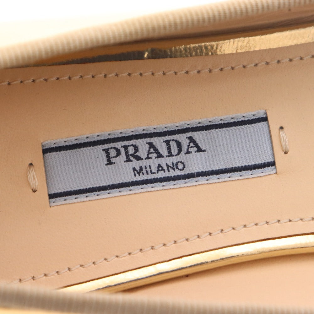 ■ プラダ パンプス 靴 ラインストーン入り レディース 35 1/2 22? シャンパンゴールド 箱付き 未使用