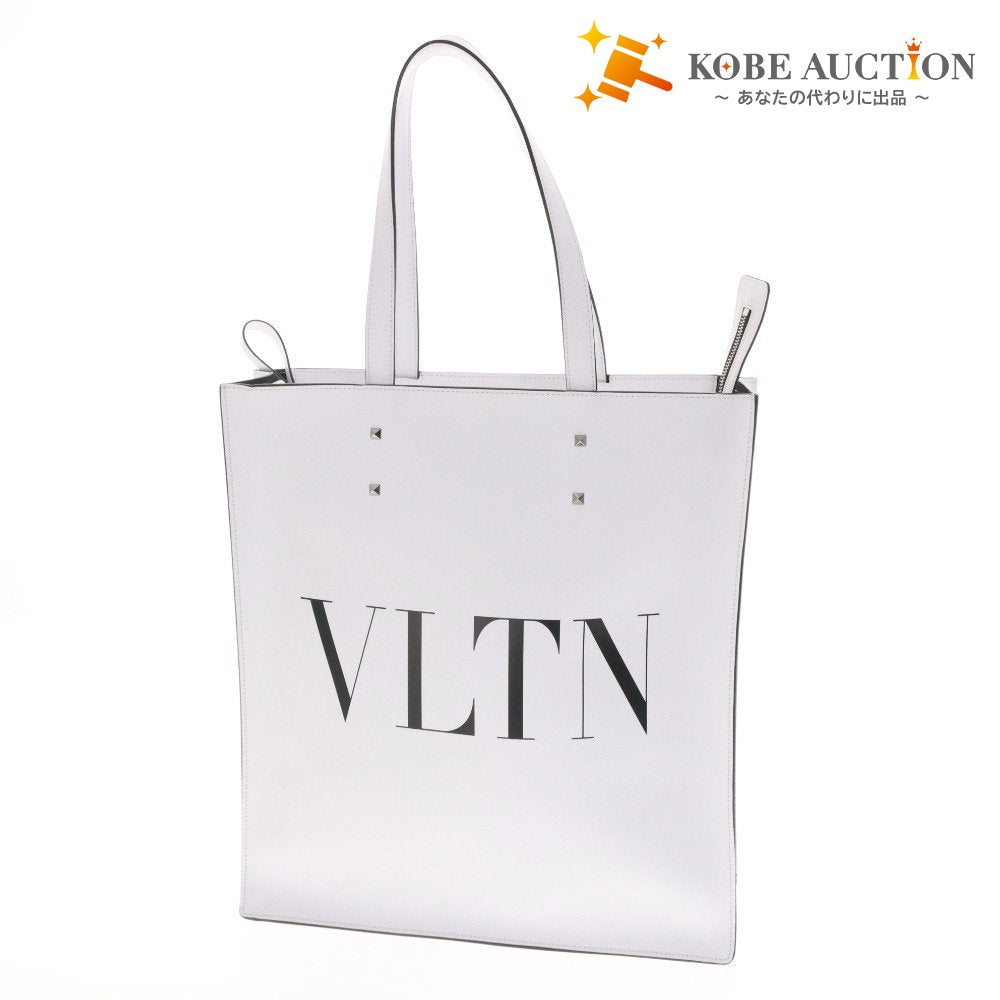 ■ Valentino Garavani Tote Bag, Shoulder Bag, Handbag, Logo Zipper Pouch, Men's White
