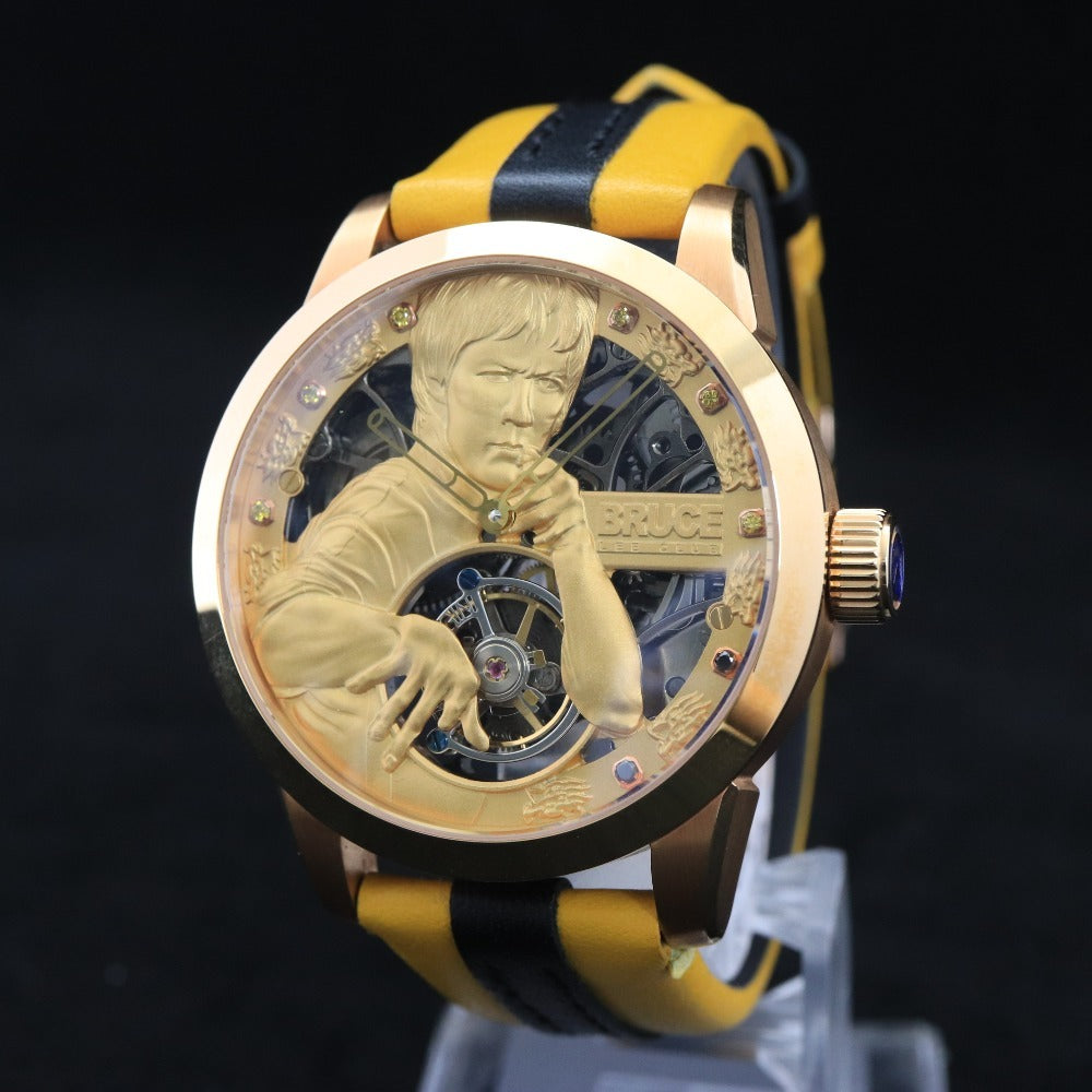 ■ Memorgin Tourbillon Bruce Lee Hand-Wound Watch, 104.0g, Men's, Gold Dial