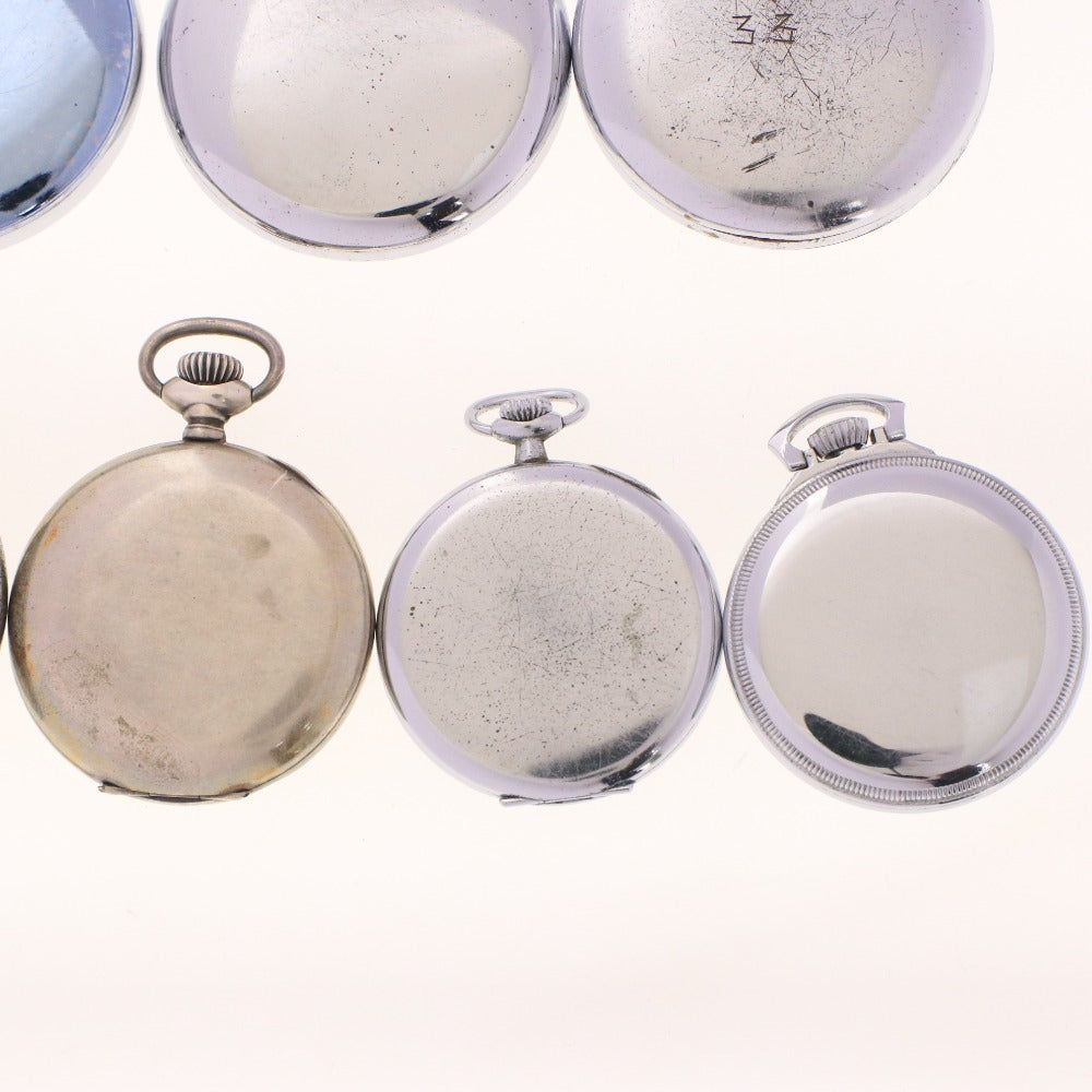 ■ SEIKO 19 SEIKO SEIKO SEIKO Pocket Watch 9-piece set Bulk sale 1017 JNR Precision EMPIRE 7, 15, 21 jewels etc. Small second hand Silver