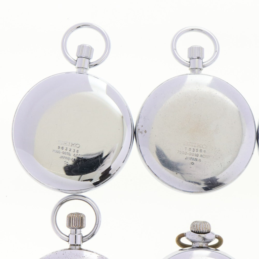 ■ 19SEIKO 19セイコー 鉄道時計 懐中時計 6点セット まとめ売り PRECISION 7550-0010 クォーツ DIAFLEX 7,15石 等 スモセコ シルバー
