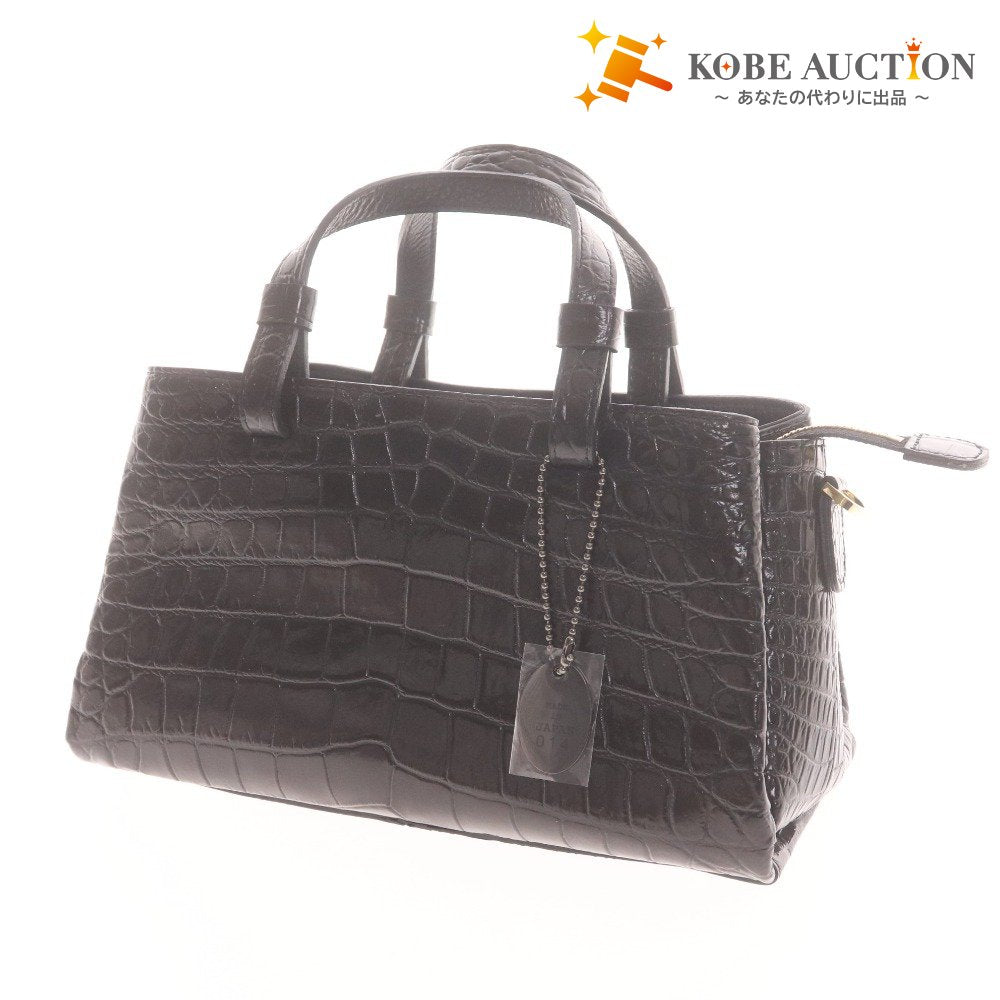 ■ クリスタルレプティルズ レザージュエルズ ショルダーバッグ 鞄 クロコダイル 2WAY パイソン レディース ブラック 付属品付き未使用