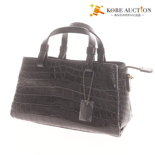 ■ クリスタルレプティルズ レザージュエルズ ショルダーバッグ 鞄 クロコダイル 2WAY パイソン レディース ブラック 付属品付き未使用