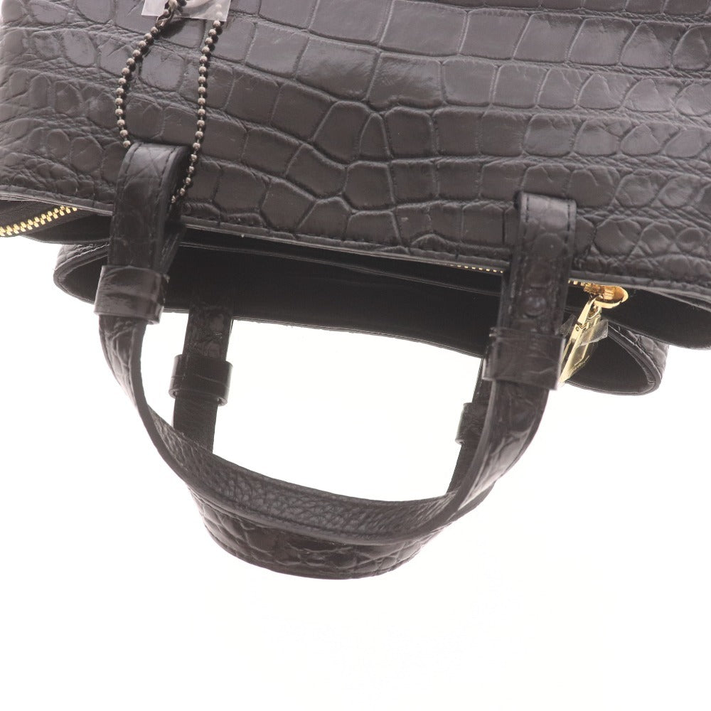 ■ クリスタルレプティルズ レザージュエルズ ショルダーバッグ 鞄 クロコダイル 2WAY パイソン レディース ブラック 付属品付き未使用
