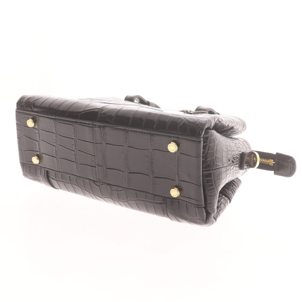 ■ クリスタルレプティルズ レザージュエルズ ショルダーバッグ 鞄 クロコダイル 2WAY パイソン レディース ブラック 付属品付き未使用
