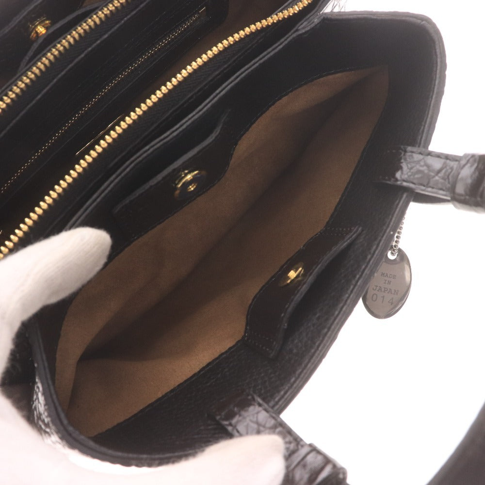 ■ クリスタルレプティルズ レザージュエルズ ショルダーバッグ 鞄 クロコダイル 2WAY パイソン レディース ブラック 付属品付き未使用