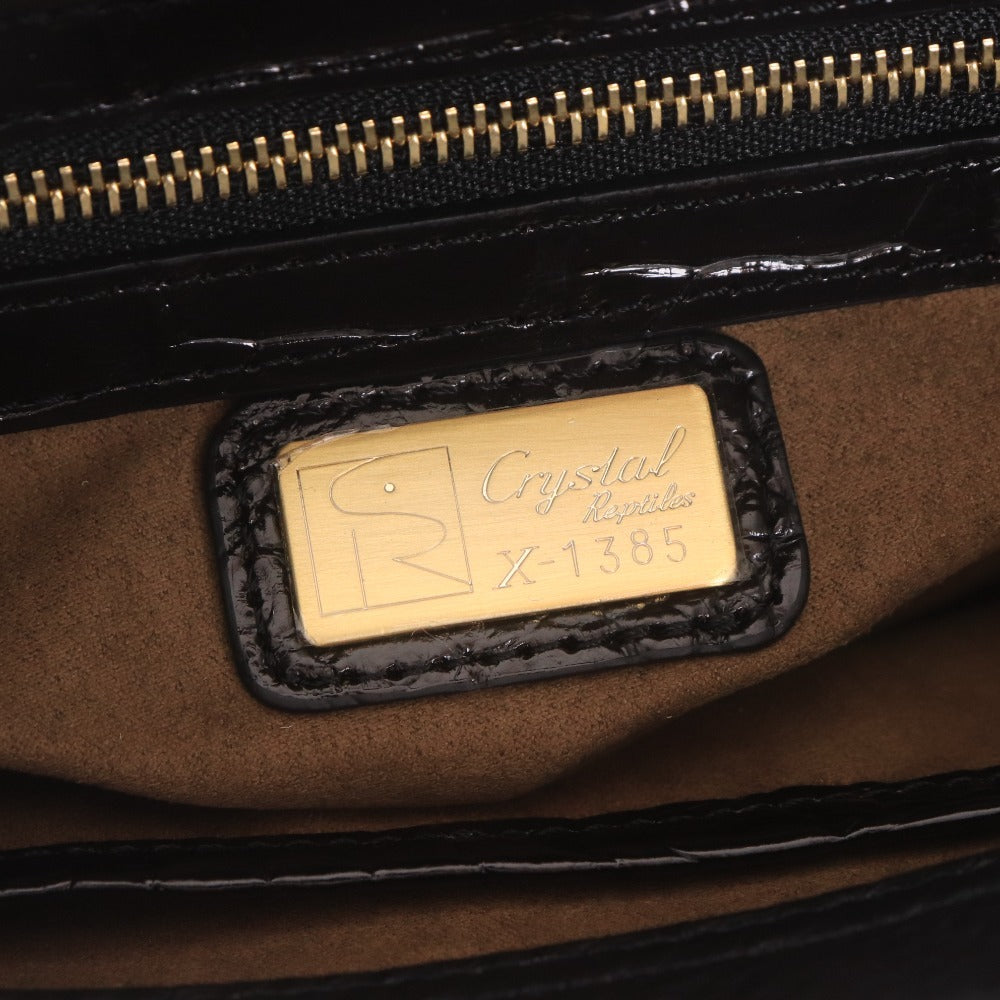 ■ クリスタルレプティルズ レザージュエルズ ショルダーバッグ 鞄 クロコダイル 2WAY パイソン レディース ブラック 付属品付き未使用