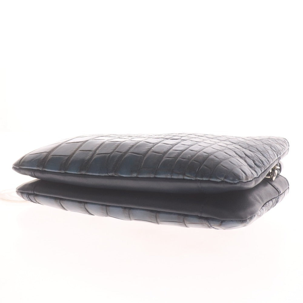 ■ Beaugrand Crocodile Leather Shoulder Bag, Wallet Shoulder Bag, 2-Way, Women's, Navy, Box Included, Unused