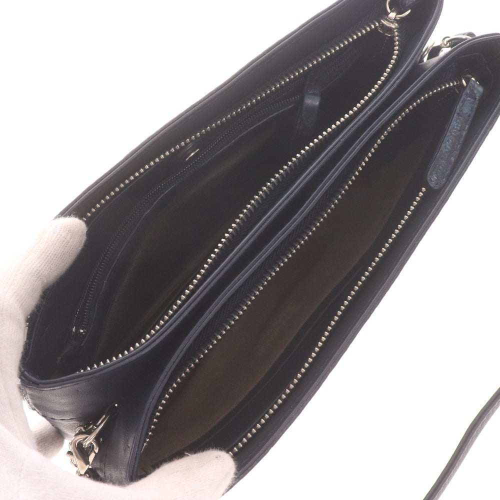 ■ Beaugrand Crocodile Leather Shoulder Bag, Wallet Shoulder Bag, 2-Way, Women's, Navy, Box Included, Unused