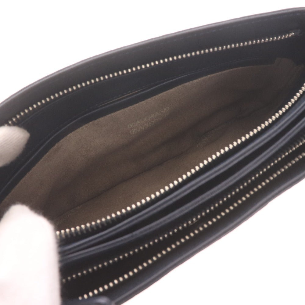 ■ Beaugrand Crocodile Leather Shoulder Bag, Wallet Shoulder Bag, 2-Way, Women's, Navy, Box Included, Unused