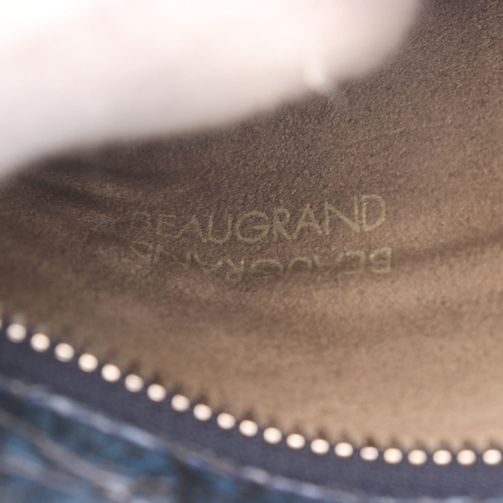 ■ Beaugrand Crocodile Leather Shoulder Bag, Wallet Shoulder Bag, 2-Way, Women's, Navy, Box Included, Unused