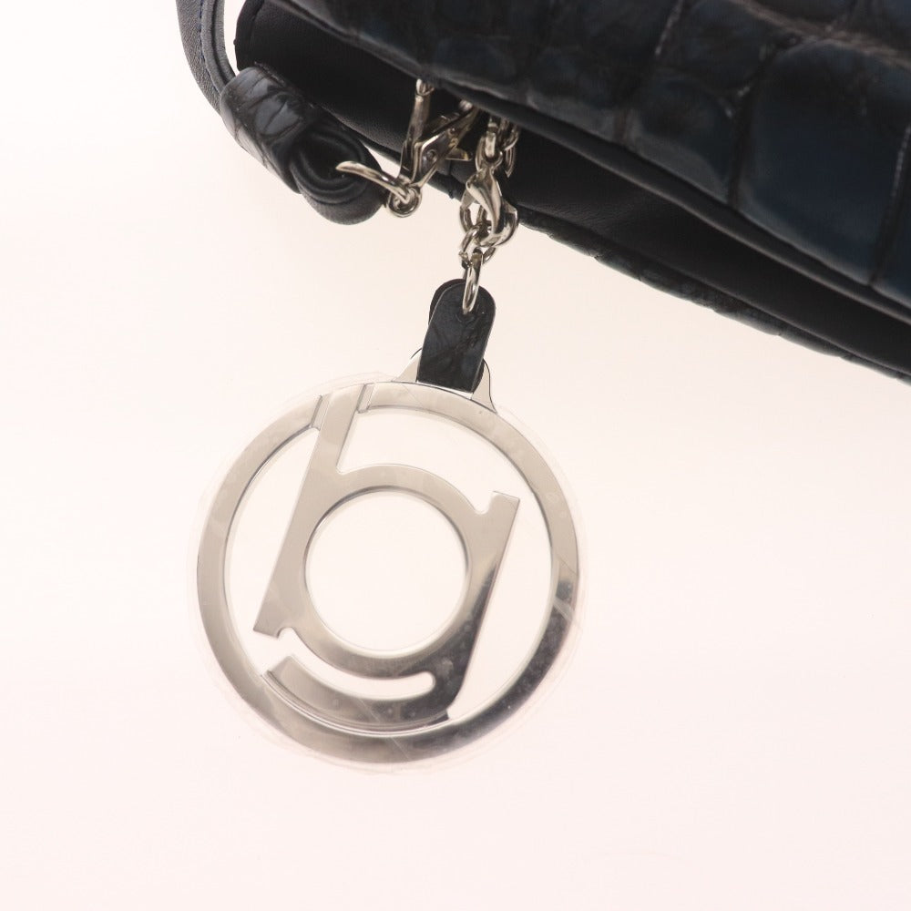 ■ Beaugrand Crocodile Leather Shoulder Bag, Wallet Shoulder Bag, 2-Way, Women's, Navy, Box Included, Unused