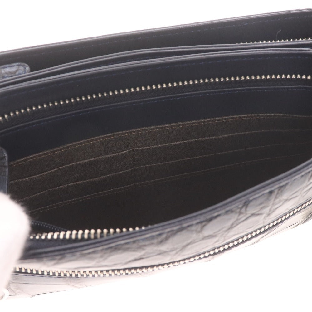 ■ Beaugrand Crocodile Leather Shoulder Bag, Wallet Shoulder Bag, 2-Way, Women's, Navy, Box Included, Unused