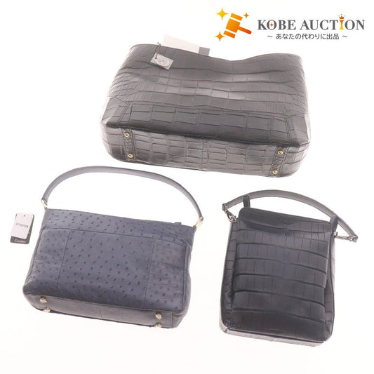 ■ トウカゲン 等 鞄 3点セット まとめ売り ショルダーバッグ クロコダイル オーストリッチ レディース タグ付き 未使用