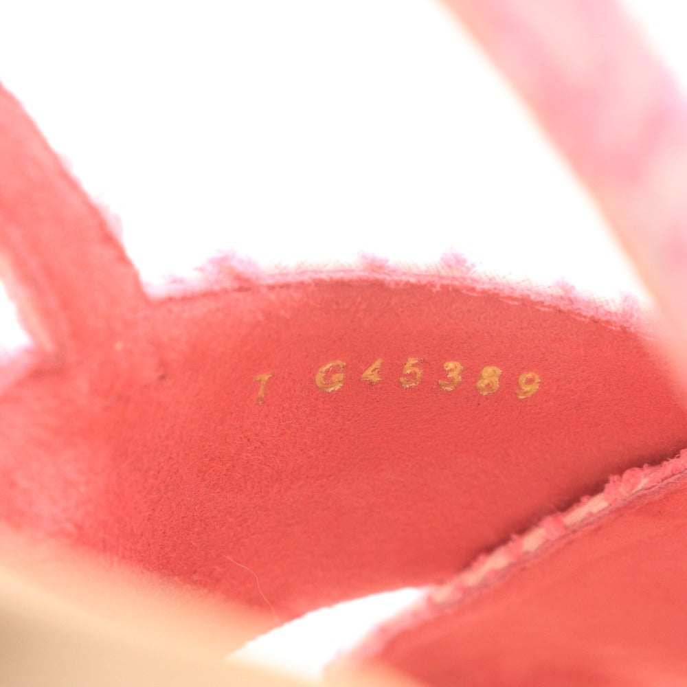 ■ シャネル サンダル G45389 靴 ウェッジソール ツイード ココマーク クローバー レディース 35C （22.5cm相当）ピンク 箱付き